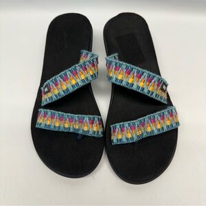 Teva Women's Multicolor Embroidered Wedge Cushioned Flip Flop Sandals Size 9